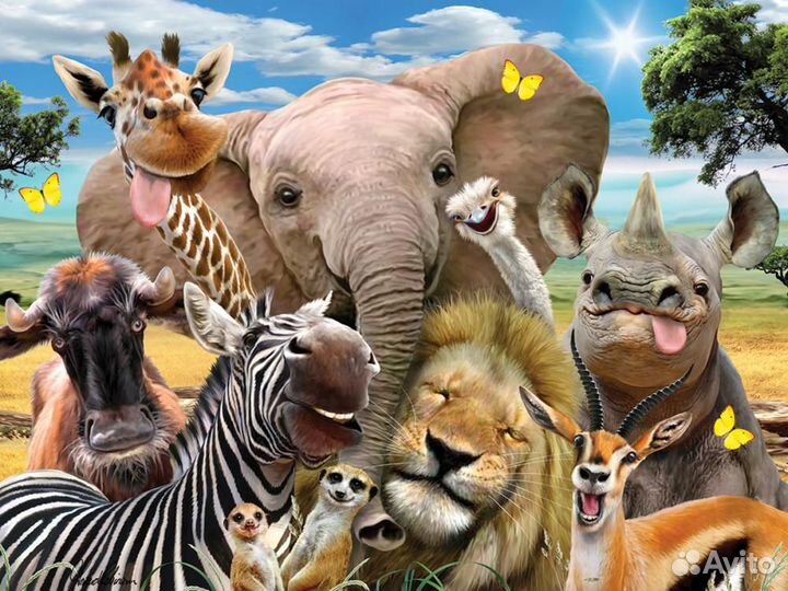 Пазл Super 3D Африка селфи. 63 детали