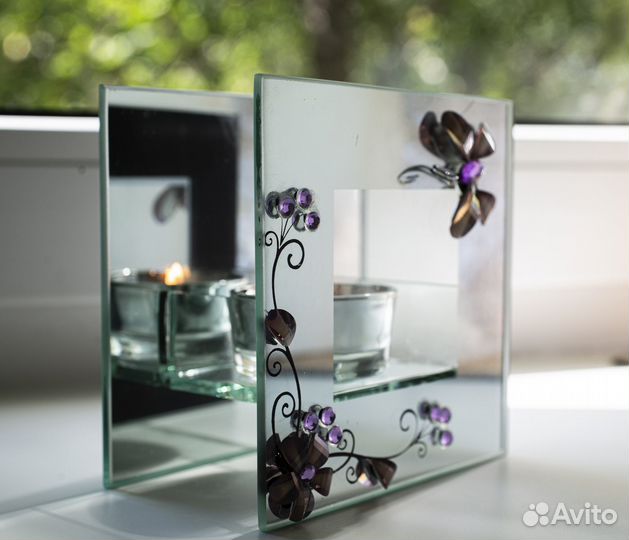 Подсвечник зеркальный Бабочки