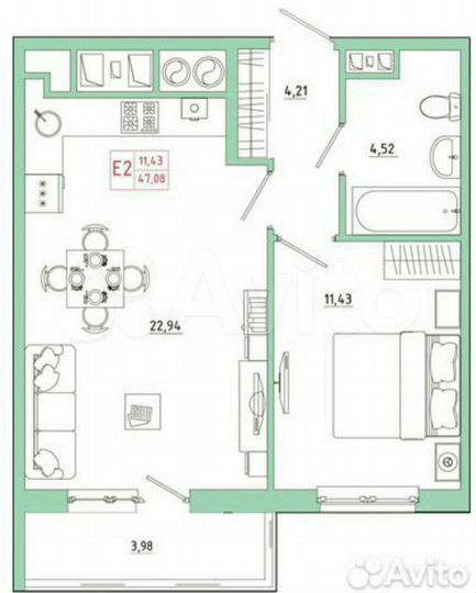 1-к. квартира, 47,1 м², 18/18 эт.