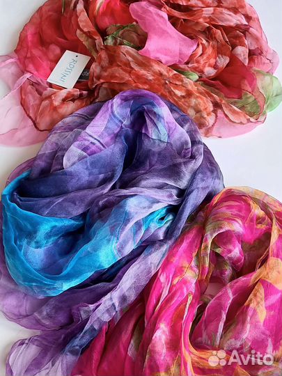 Шарфы Палантины Шелк Шифон Вискоза Новые Rossini