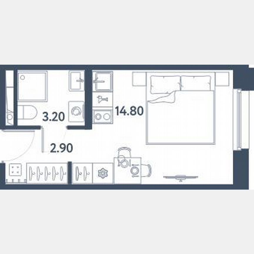 Апартаменты-студия, 20,9 м², 13/16 эт.