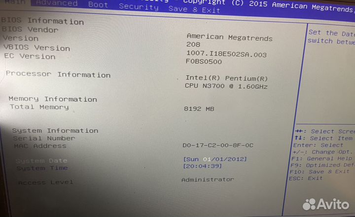 Материнская плата Asus E402SA Pentium N3700 8 gb