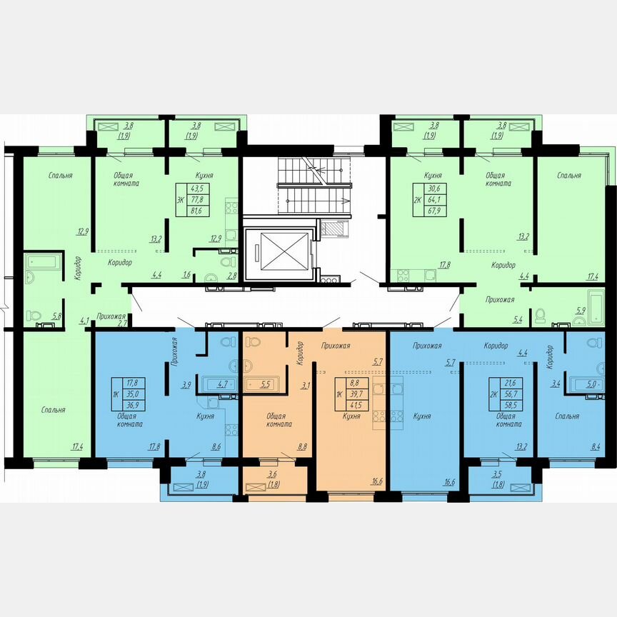 3-к. квартира, 81,6 м², 7/17 эт.