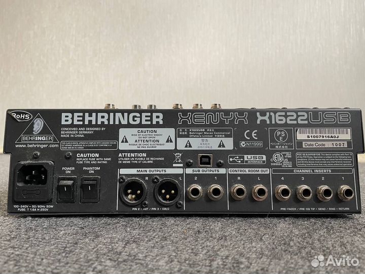 Микшерный пульт behringer xenyx X1622USB