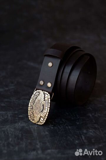 Кожаный ремень ручной работы. Harley-Davidson