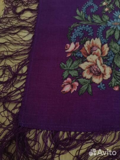 Павловопосадский платок шерсть с шелковой бахромой