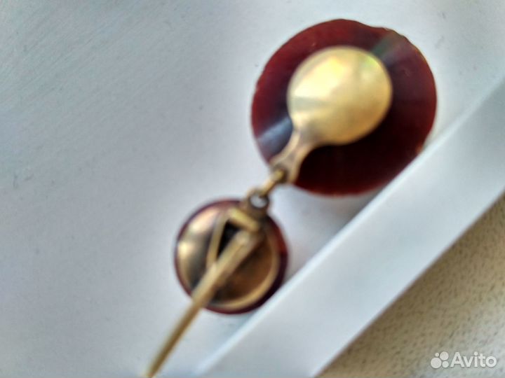 Серьги с темным янтарем серебро винтаж