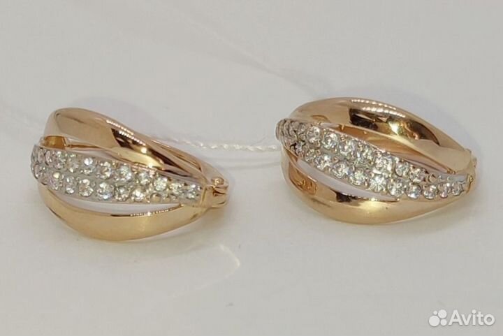 Золотые серьги с фианитами