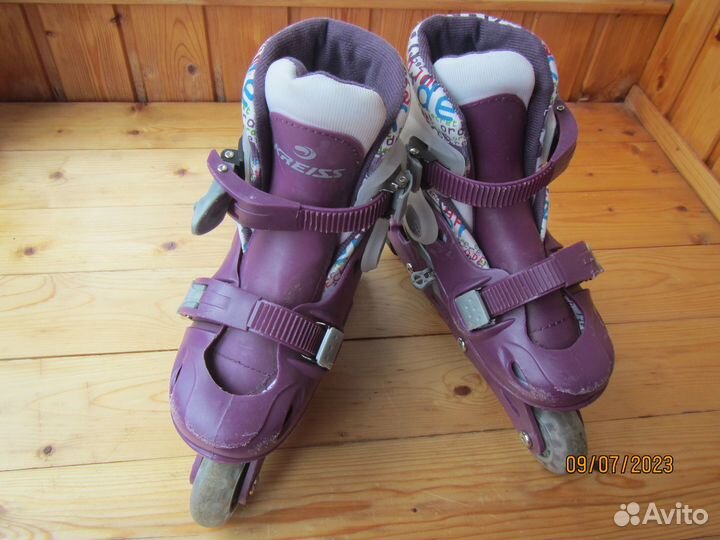 Роликовые коньки детские раздвижные 26-29р.+защита