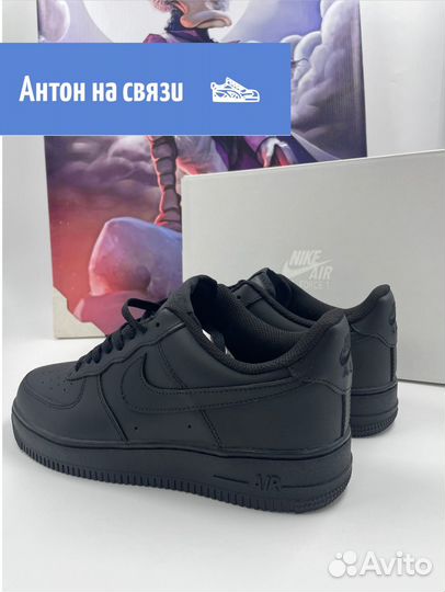 Кроссовки Nike Air Force 1 черные белые 41-45