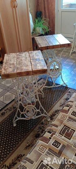 Столик этажерка из чугунной станины