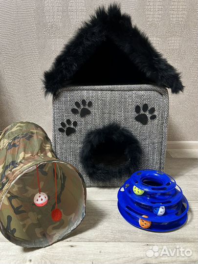 Домик+тоннель+игрушка для кошек