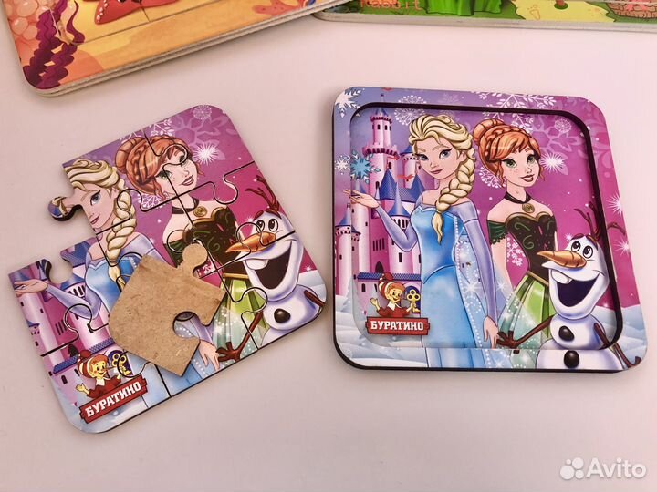 Детские деревянные пазлы пакетом