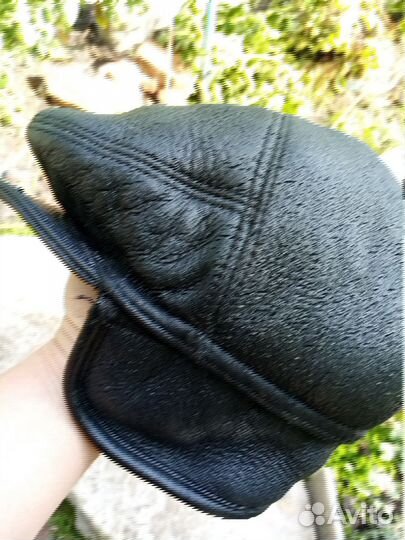 Мужская кожаная кепка зимняя