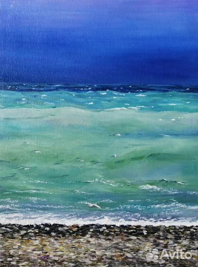 Картина маслом морской пейзаж. Море перед грозой