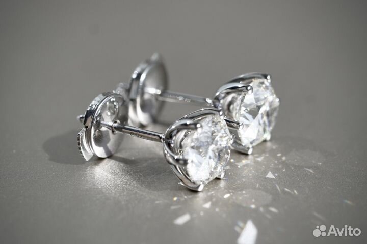 Серьги с природными бриллиантами 2 карата