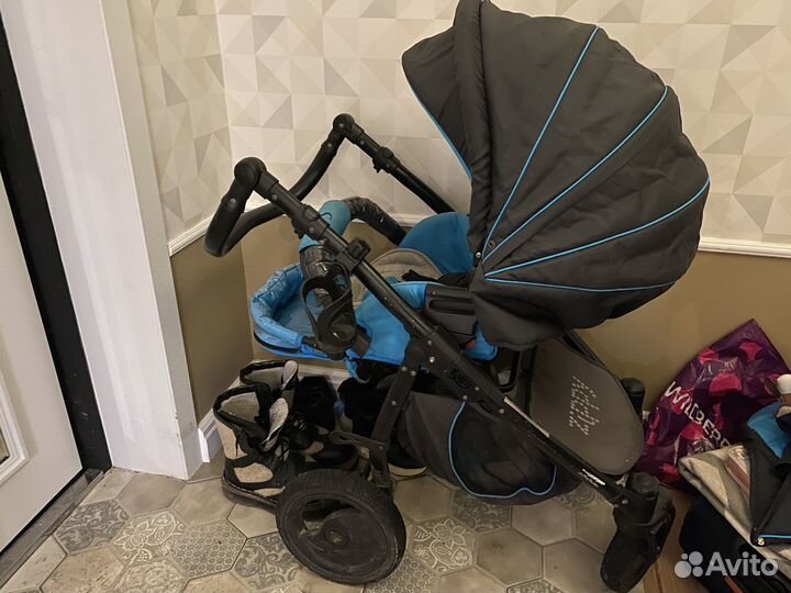 Коляска 3 в 1 синяя tutis zippy sport