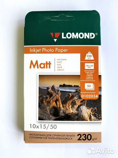 Фотобумага Lomond 230 г/м2 фА6 10х15см матовая 50л