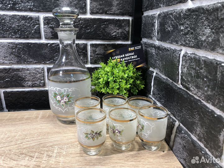 К.2384 Штоф с рюмками роспись 6шт. СССР