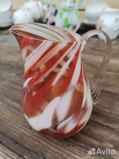Винтажный кувшин из цветного стекла СССР