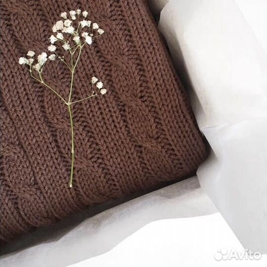 Детский вязаный плед Косы ручной работы Новый