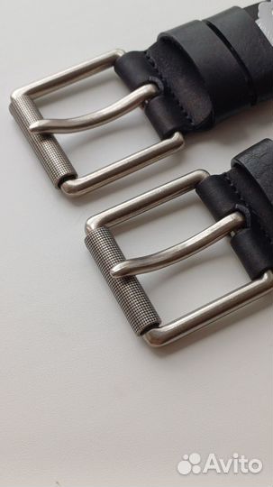 Ремень кожаный мужской для джинс черный. Арт:46Пн