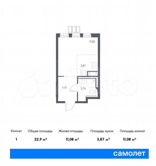 Квартира-студия, 22,9 м², 5/17 эт.
