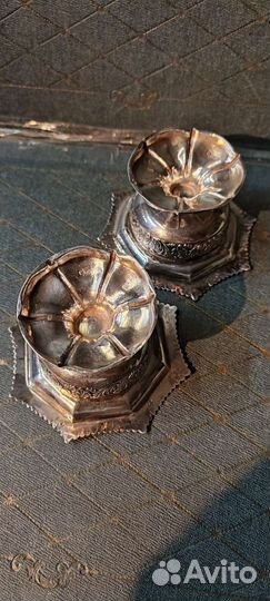 Серебряная икорница,солонка. 84 пробы