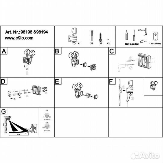 Уличный настенный светильник Eglo Casabas 98194