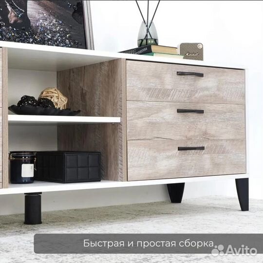 Тумба тв Парус-9 Белый/Дуб Юкон 160x55x40