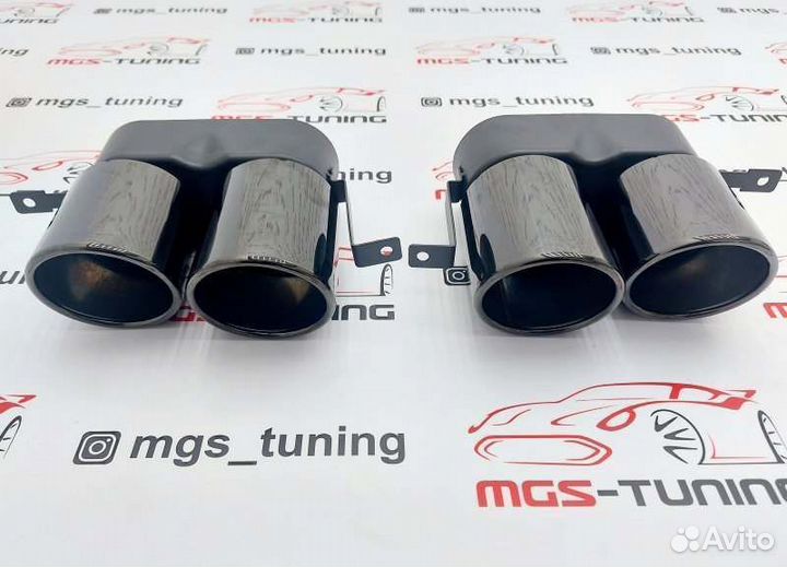Насадки на выхлоп бмв 3 G20 двойные темный хром