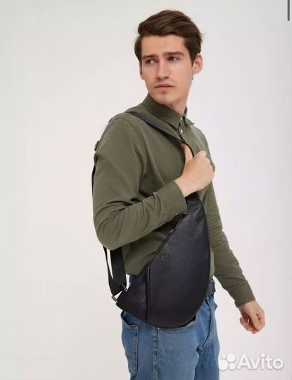 Сумка натуральная кожа слинг