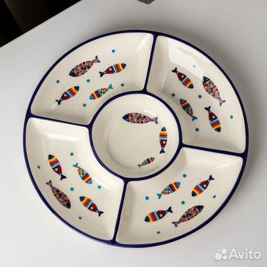 Менажница 5 ячеек Доляна «Емеля», d26 см, цвет бел