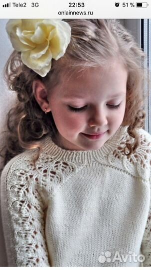 Новый джемпер для девочки, ручная работа