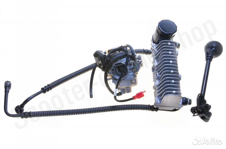 Двигатель в сборе Stels Капитан 150сс 157QMJ +редуктор + карбюратор +радиатор