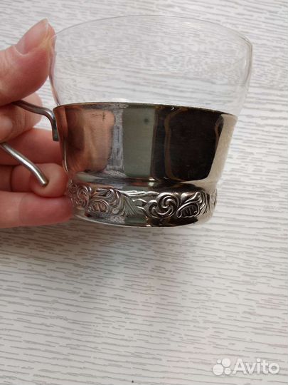 Чашка с блюдцем мельхиор СССР винтаж