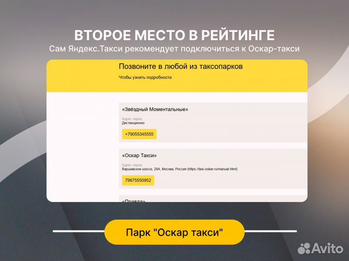 Продается бизнес Яндекс.Такси прибыль 1000000р/мес