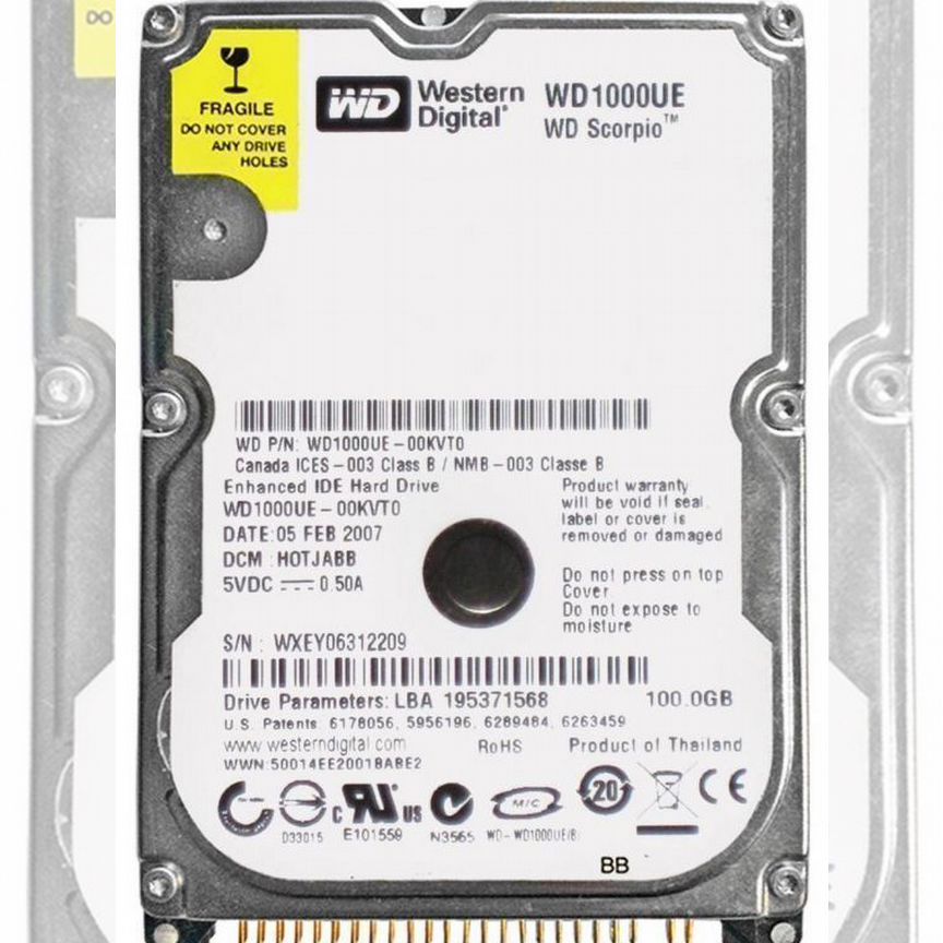 [WD1000UE] Жесткий Диск Western Digital 100gb Ide Wd1000ue