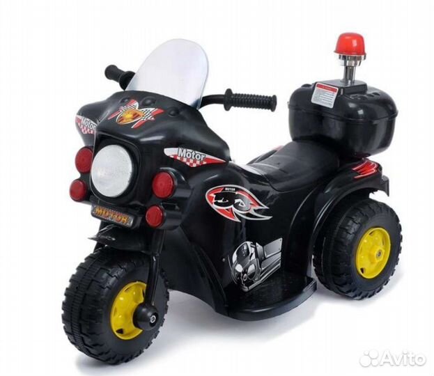 Новый Детский электромотоцикл черный и красный