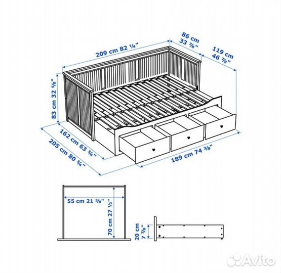 Кровать IKEA раздвижная кантри