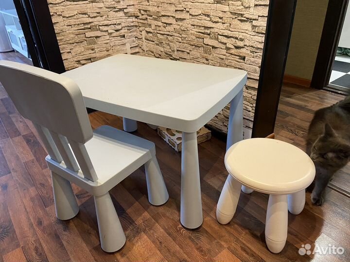 Детский стол, стул и табурет икеа маммут