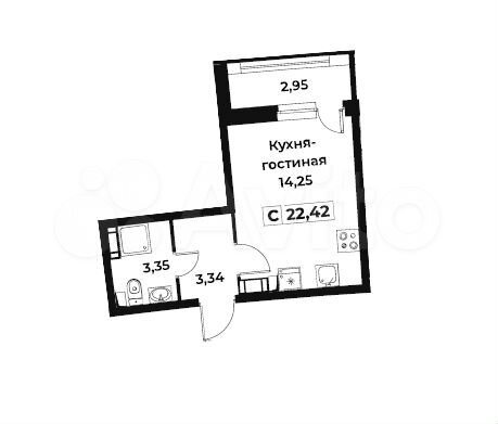 Квартира-студия, 22,4 м², 11/16 эт.