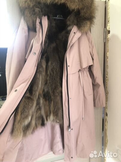 Парка-тренч-натуральный мех