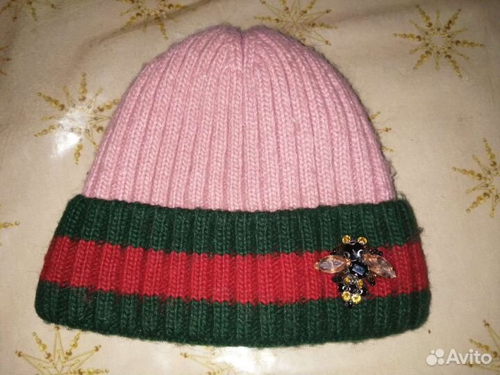 Зимние модные шапочки для девочки пакетом+перчатки