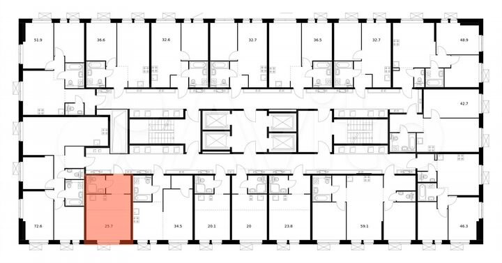 Квартира-студия, 25,7 м², 24/33 эт.