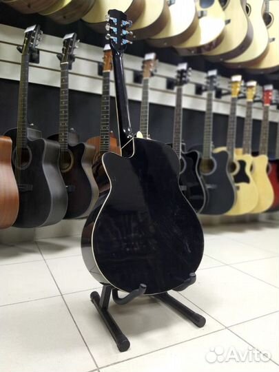 Акустическая Черная Новая гитара глянец