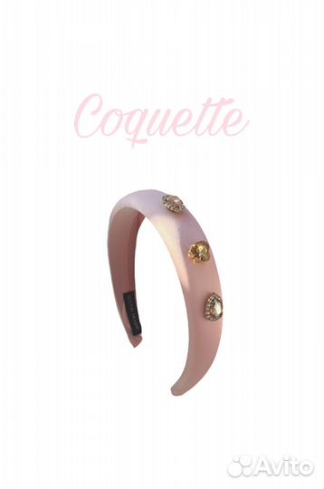 Ободок для волос розовый с криссталами