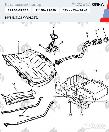 Топливный бак hyundai sonata