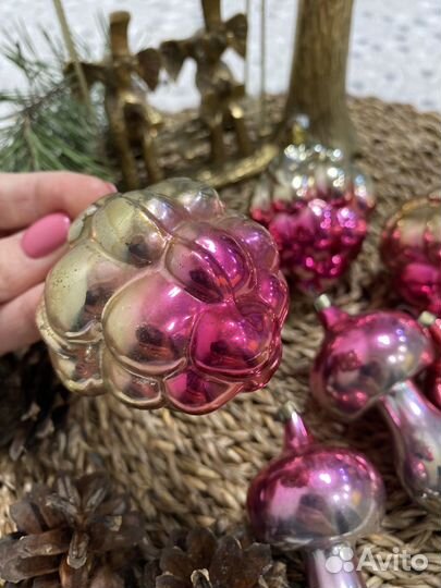 Елочные игрушки СССР виноград грибы