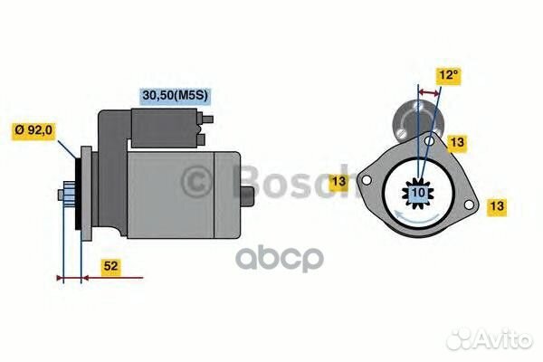 Стартер 24 V 5,0 кВт 10z 0986023430 Bosch